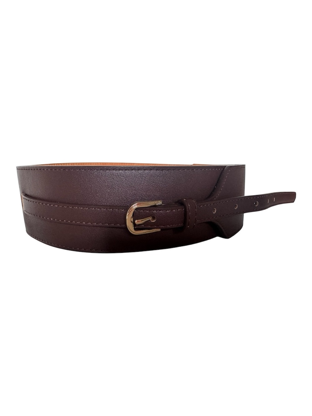 Amazon Brown Women's Leather Wrap Belt with Gold Buckle